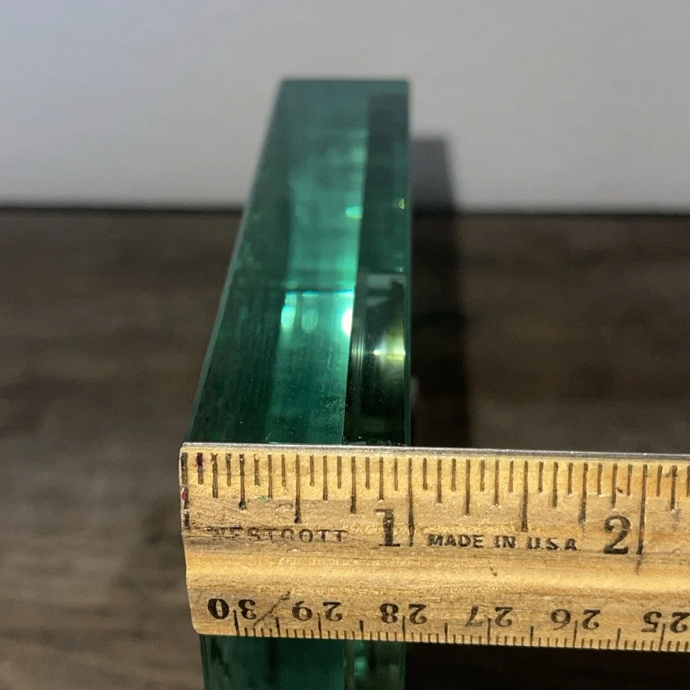 Spaceform London Unique Rare Etched Thick Glass Clock Paperweight Boho Hippie